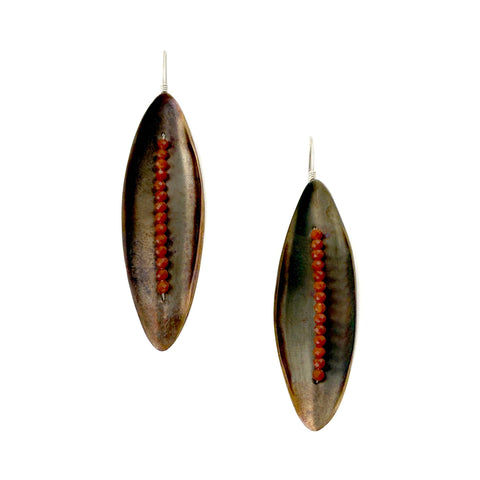 Red Agate Orbit Disc Earrings