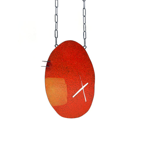 Oval X Pendant, Red