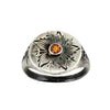 Engraved Pinwheel Flower Signet, Orange Sapphire