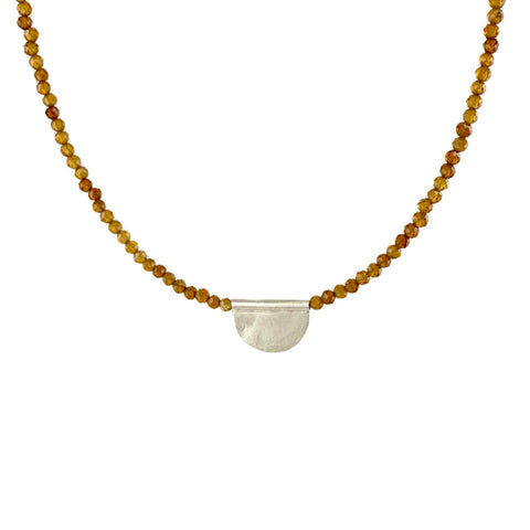 Peach Garnet Shield Necklace