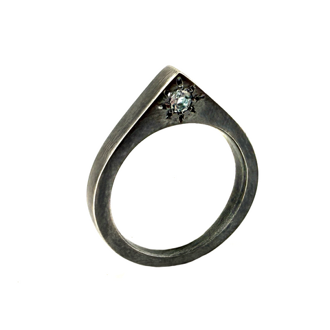 Stone Stud Ring, Sky Blue Topaz