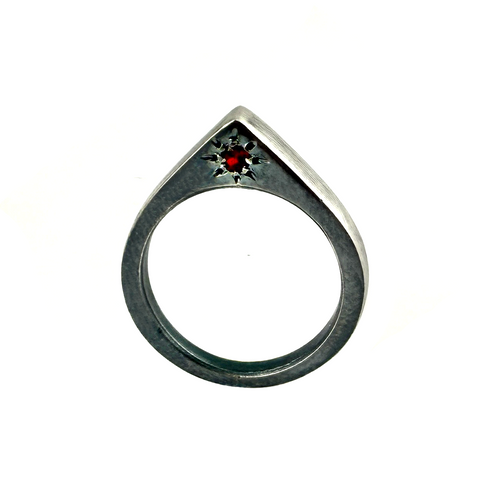 Stone Stud Ring, Garnet