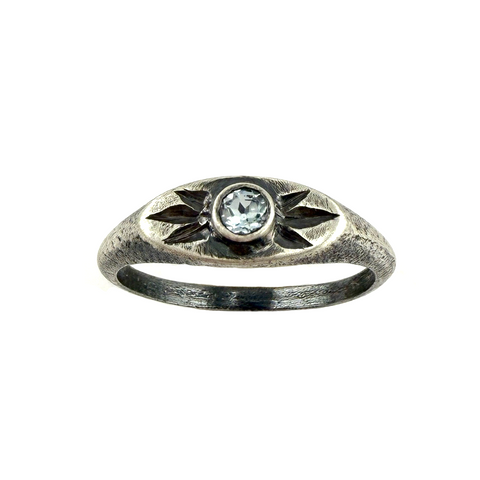 Star Pinky Signet, White Topaz