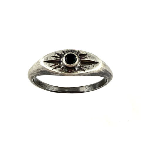 Star Pinky Signet, Black Spinel