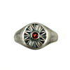 Engraved Radial Signet Ring, Garnet