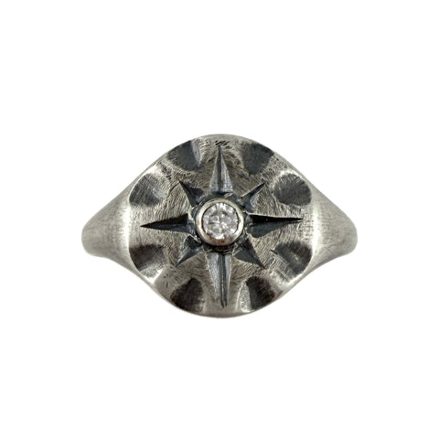 Engraved Star Signet, White Topaz