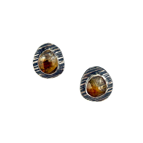 Hammered Line Studs, Citrine
