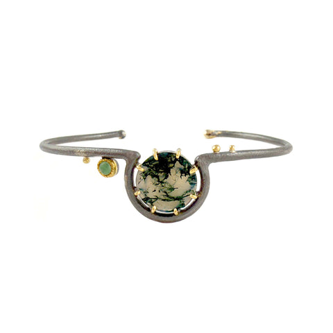 Bump Out Cuff with Moss Agate