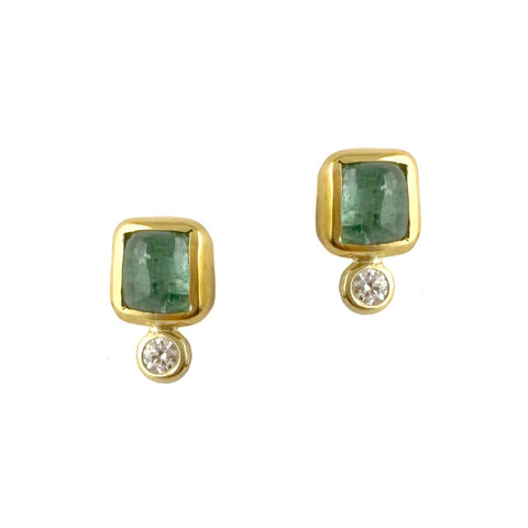 Green Tourmaline & Diamond Earrings