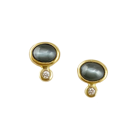 Cat's Eye Alexandrite & Diamond Studs