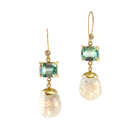 Floating Opal & Sapphire Earrings