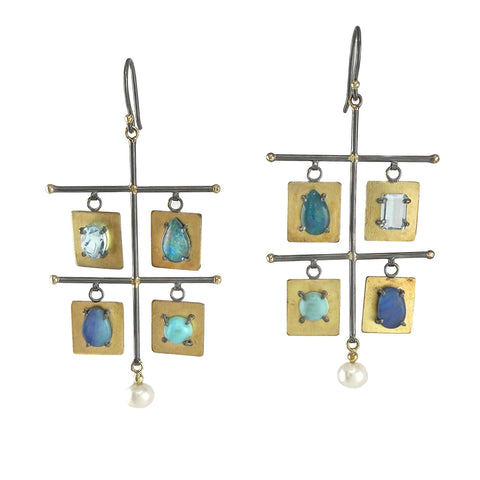Four Square Blue Stone Dangles