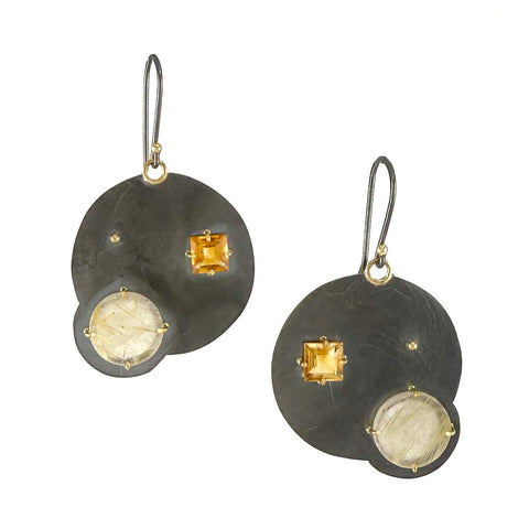 Simple Sheet Prong Earrings, Citrine