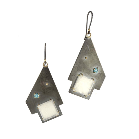 Simple Sheet Prong Earrings, Moonstone