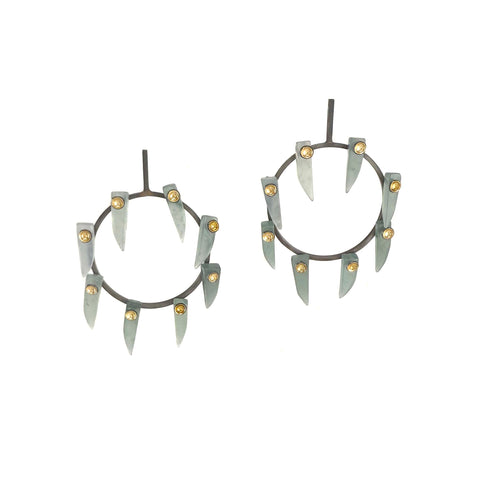 Jadeite Claw Circle Earrings