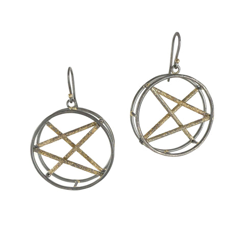 Round Criss Cross Gold Dusted Earrings