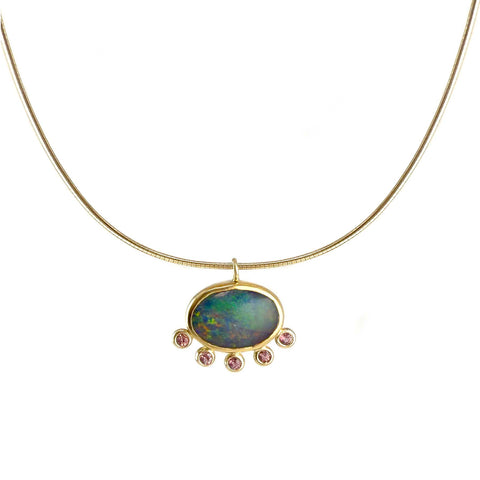 Opal Triplet and Sapphire Omega Necklace