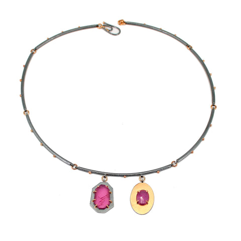 Double Pendant Necklace with Dots