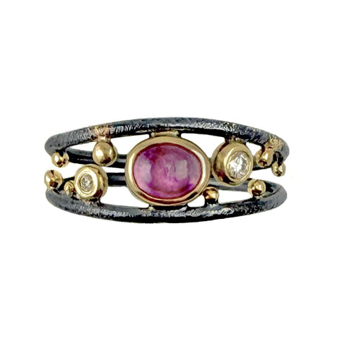 Pink Tourmaline and Diamond Ring