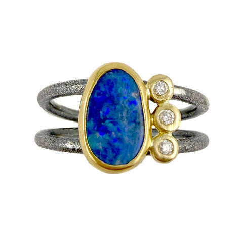 Double Band Ring with Opal