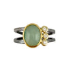 Blue Chalcedony Crossover Ring with Diamonds