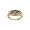 Sapphire Deco Eye Signet Ring