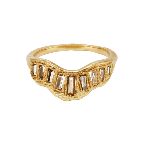 Chocolate Baguette Diamond V Shape Ring