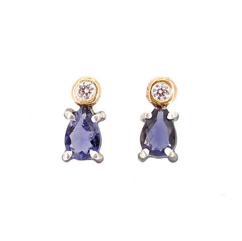 Iolite and Diamond Studs