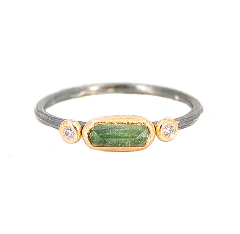 Tourmaline and Diamond Stacking Ring