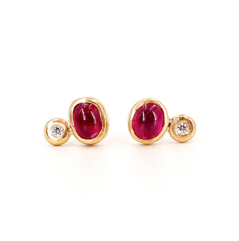 Ruby and Diamond Studs