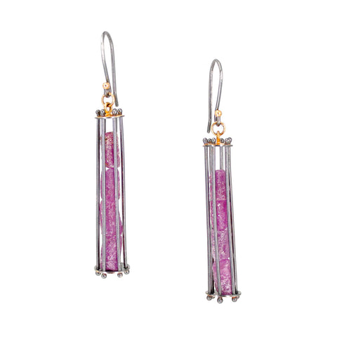 Ruby Trapped Bar Earrings