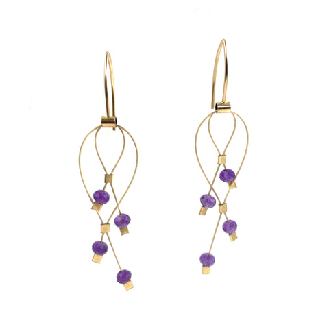 Lattice Hook Earrings, Mini, Amethyst