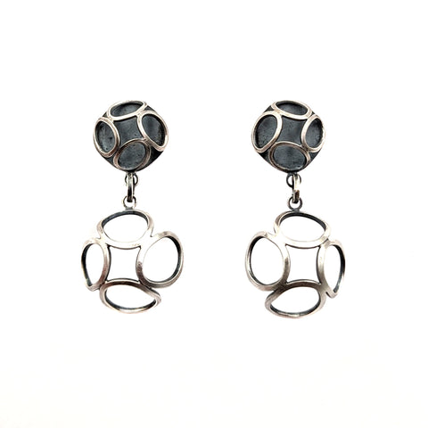 Pinwheel Puff Double Dangle Earrings