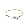 White Pearl Bracelet with Gold Bar