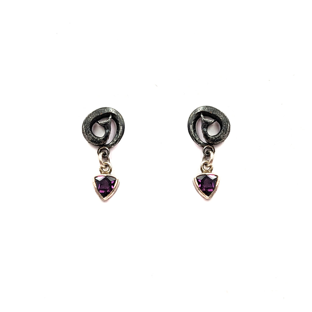 Scrolled Nail Studs with Amethysts