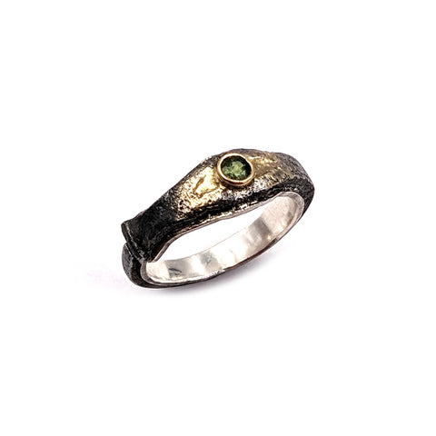 Nail Ring with Gold Inlay and Sapphire