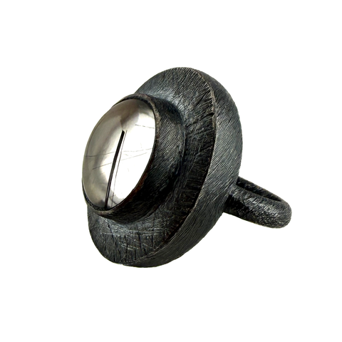 Tourmalated Quartz Oval Portrait Ring