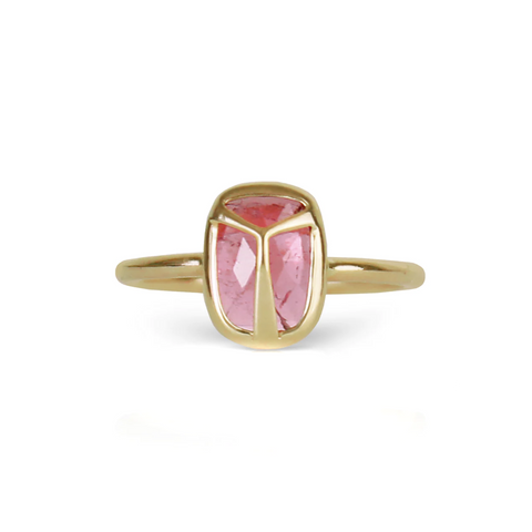 Lucky Scarab Ring, Pink Tourmaline