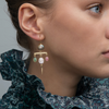 Victorian Pin Drop Earrings, Green Rose