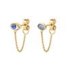 Mismatched Chain Stud Earrings, Eye and Opal