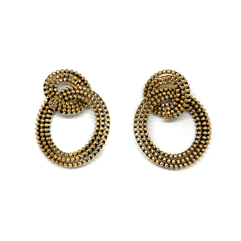 Circle Hoop Zipper Earrings, Gold