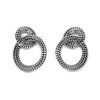 Circle Hoop Zipper Earrings, Silver