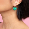 Midi Heart Dollop Earrings, Malachite