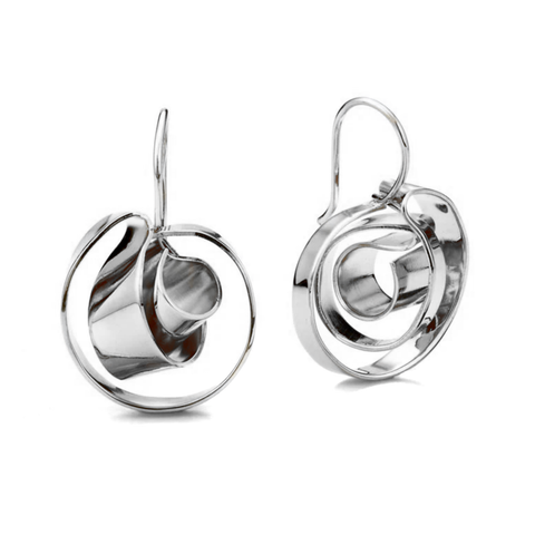 Mobius Earrings, Silver