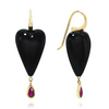 Onyx Ruby Heart Drop Earrings