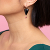 Onyx Ruby Heart Drop Earrings