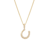 Horseshoe Pendant Necklace, White Diamonds