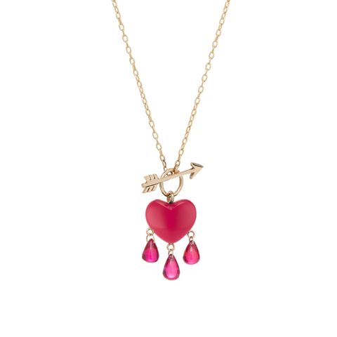 Coral Bleeding Heart Necklace