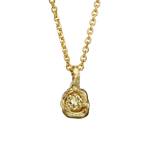 X .05ct Old Cut Yellow Diamond Nugget Necklace