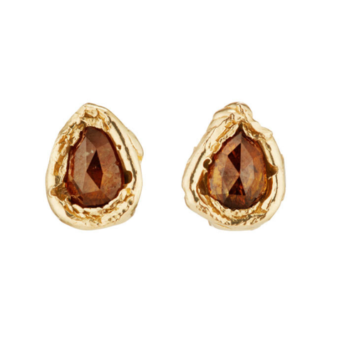 Amber Orange Diamond Studs